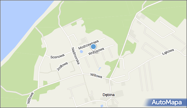 Dębina gmina Ustka, Jałowcowa, mapa Dębina gmina Ustka