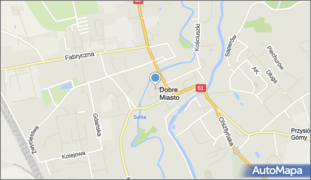 Dobre Miasto, Jana Pawła II, mapa Dobre Miasto