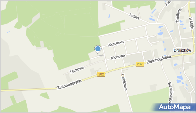 Droszków gmina Zabór, Jazzowa, mapa Droszków gmina Zabór