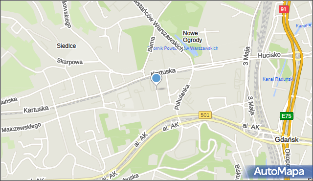 Gdańsk, Jasna, mapa Gdańska