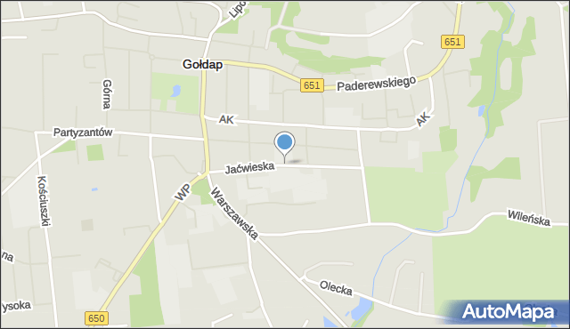 Gołdap, Jaćwieska, mapa Gołdap