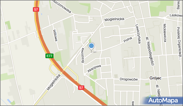 Grójec, Jarzębinowa, mapa Grójec