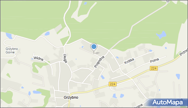 Grzybno gmina Kartuzy, Jastrzębia, mapa Grzybno gmina Kartuzy