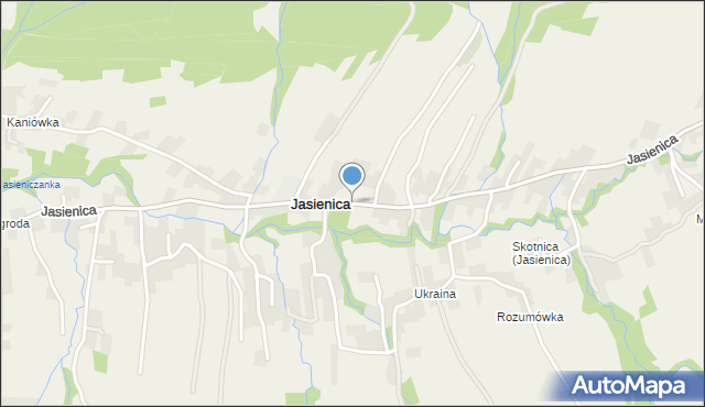 Jasienica gmina Myślenice, Jasienica, mapa Jasienica gmina Myślenice