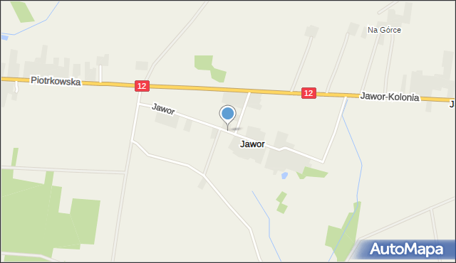 Jawor gmina Mniszków, Jawor, mapa Jawor gmina Mniszków