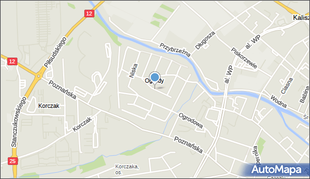 Kalisz, Jarzębinowa, mapa Kalisza