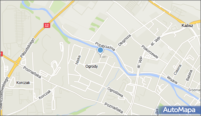 Kalisz, Jaśminowa, mapa Kalisza