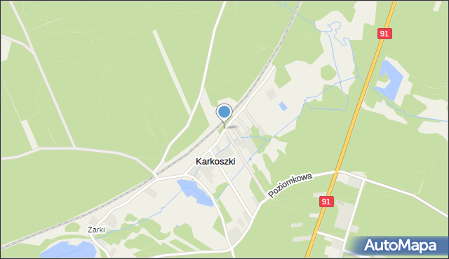 Karkoszki gmina Gomunice, Jaśminowa, mapa Karkoszki gmina Gomunice