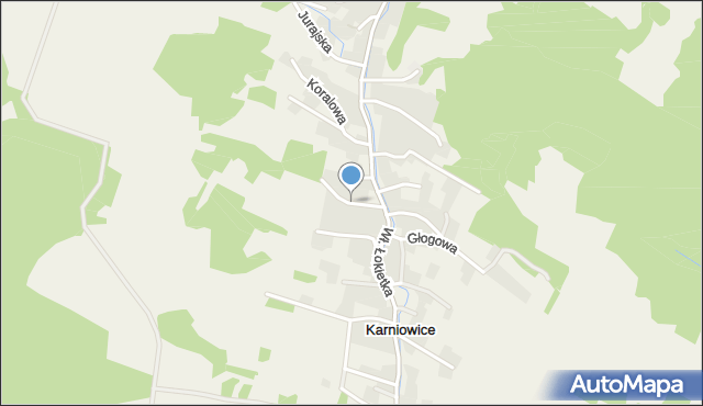 Karniowice gmina Trzebinia, Jaworowa, mapa Karniowice gmina Trzebinia