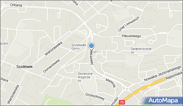 Kielce, Jaworskiego Mieczysława, ks. bp., mapa Kielc