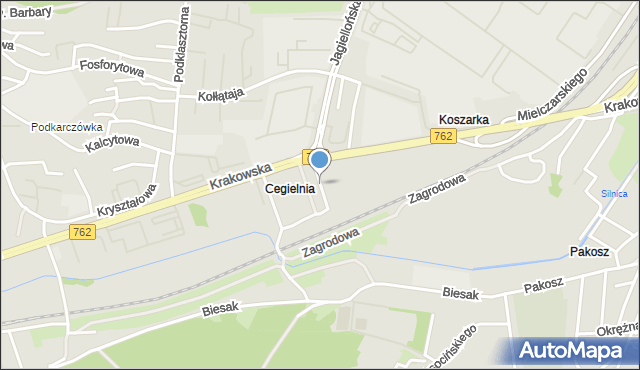 Kielce, Jagodowa, mapa Kielc