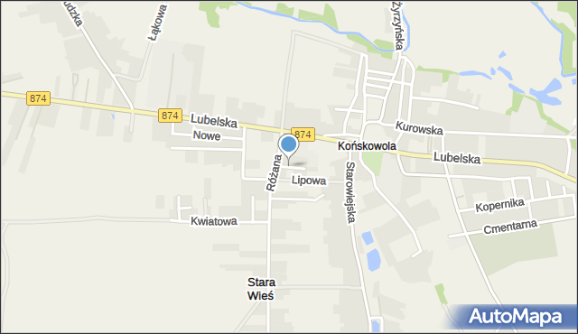 Końskowola, Jaworowa, mapa Końskowola