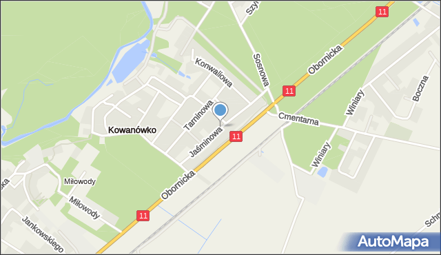 Kowanówko, Jaśminowa, mapa Kowanówko