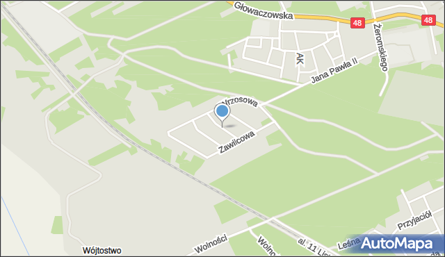 Kozienice, Jarzębinowa, mapa Kozienice