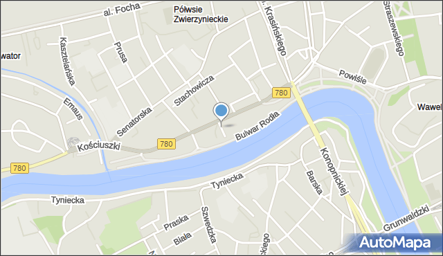 Kraków, Jaskółcza, mapa Krakowa