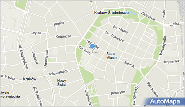 Kraków, Jagiellońska, mapa Krakowa