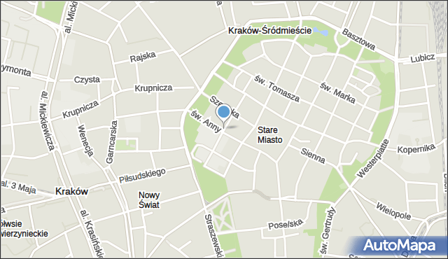 Kraków, Jagiellońska, mapa Krakowa