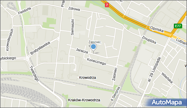 Kraków, Jaracza Stefana, mapa Krakowa