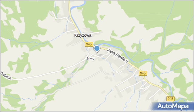 Krzyżowa gmina Jeleśnia, Jaśminowa, mapa Krzyżowa gmina Jeleśnia