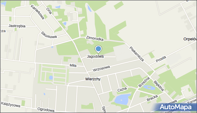 Łask, Jagodowa, mapa Łask