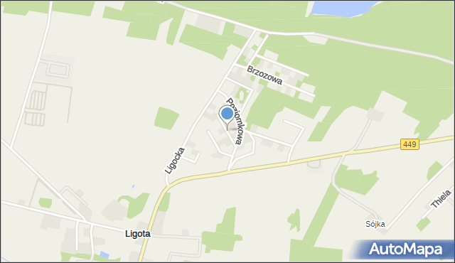 Ligota gmina Kobyla Góra, Jagodowa, mapa Ligota gmina Kobyla Góra