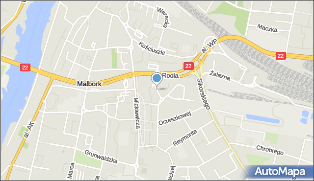 Malbork, Jasna, mapa Malborka