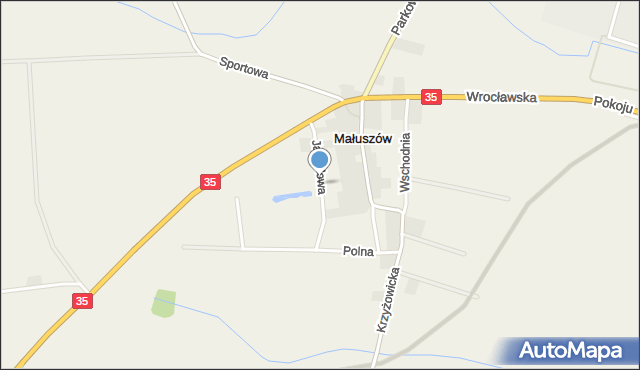 Małuszów gmina Kobierzyce, Jagodowa, mapa Małuszów gmina Kobierzyce