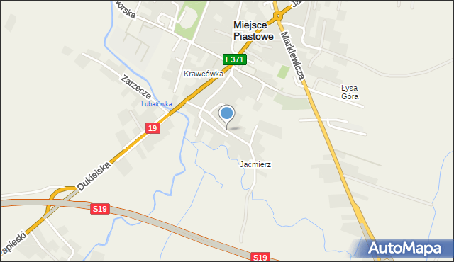 Miejsce Piastowe, Jaćmierz, mapa Miejsce Piastowe