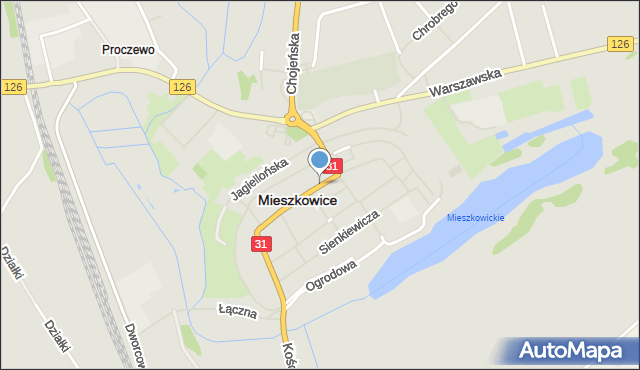 Mieszkowice powiat gryfiński, Jana Pawła II, mapa Mieszkowice powiat gryfiński