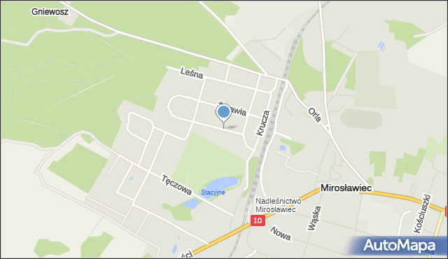 Mirosławiec, Jastrzębia, mapa Mirosławiec
