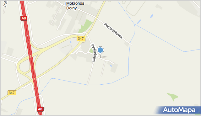 Mokronos Dolny, Jabłoniowa, mapa Mokronos Dolny