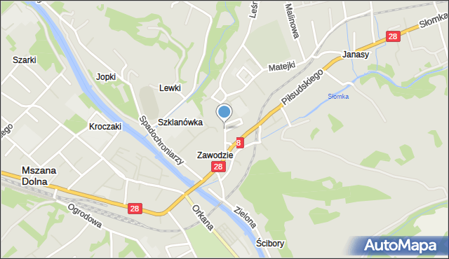 Mszana Dolna, Jana Pawła II, mapa Mszana Dolna