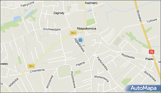 Niepołomice, Jagiellońska, mapa Niepołomice