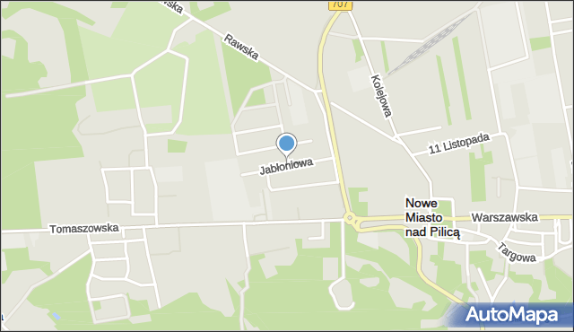 Nowe Miasto nad Pilicą, Jabłoniowa, mapa Nowe Miasto nad Pilicą
