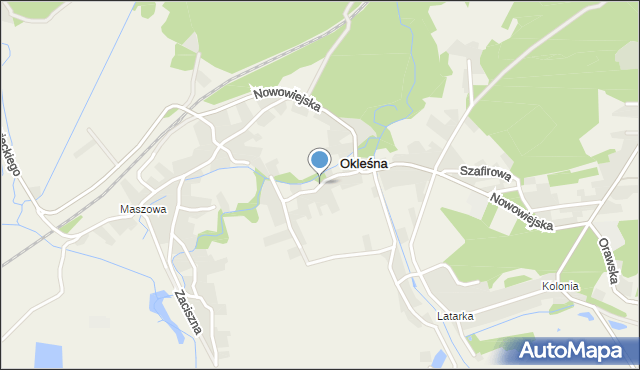 Okleśna, Jazowa, mapa Okleśna