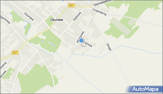 Okuniew, Jabłoniowa, mapa Okuniew