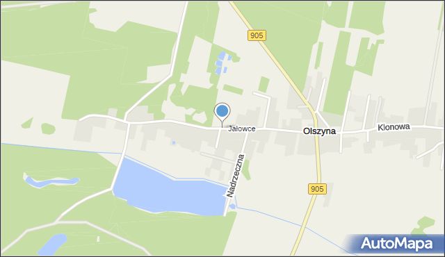 Olszyna gmina Herby, Jałowcowa, mapa Olszyna gmina Herby