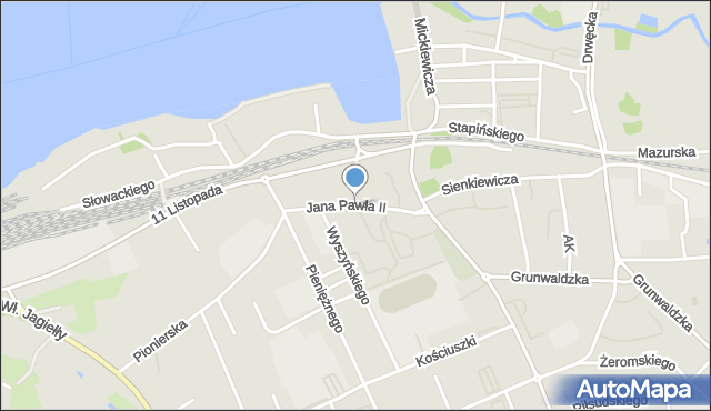 Ostróda, Jana Pawła II, mapa Ostróda