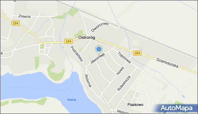 Ostroróg powiat szamotulski, Jaworowa, mapa Ostroróg powiat szamotulski