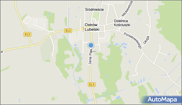 Ostrów Lubelski, Jana Pawła II, mapa Ostrów Lubelski