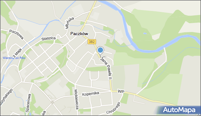 Paczków powiat nyski, Jana Pawła II, mapa Paczków powiat nyski