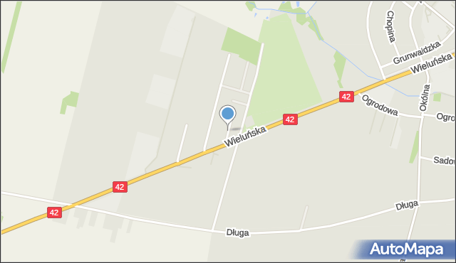 Pajęczno, Jagodowa, mapa Pajęczno