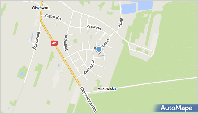 Pajęczno, Jaśminowa, mapa Pajęczno