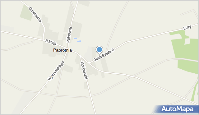 Paprotnia powiat siedlecki, Jana Pawła II, mapa Paprotnia powiat siedlecki