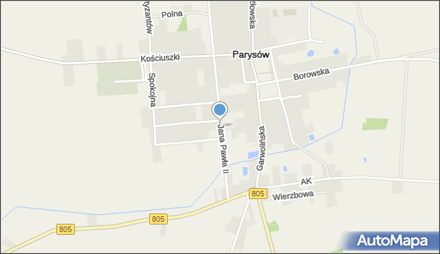 Parysów, Jana Pawła II, mapa Parysów