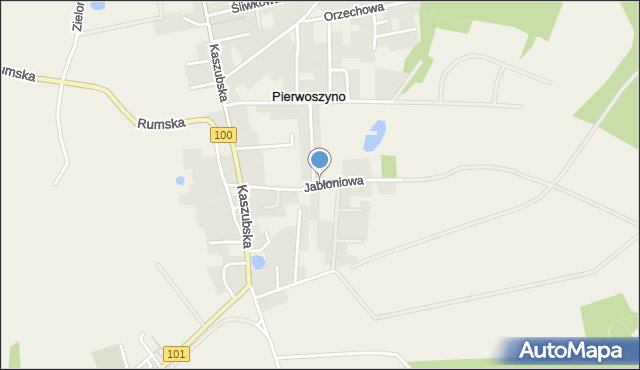 Pierwoszyno, Jabłoniowa, mapa Pierwoszyno