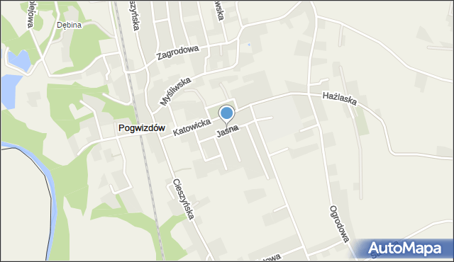 Pogwizdów gmina Hażlach, Jasna, mapa Pogwizdów gmina Hażlach