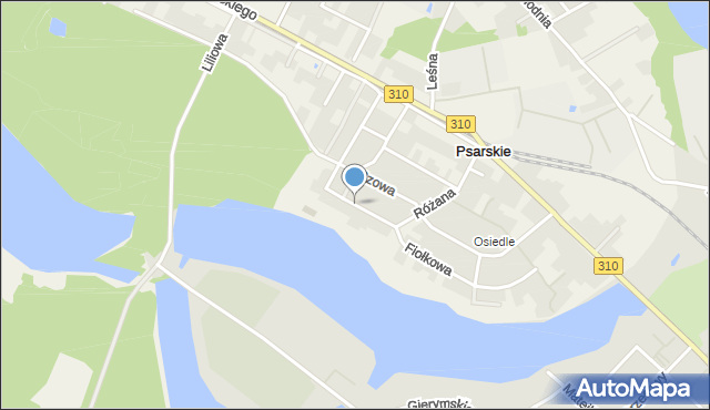 Psarskie gmina Śrem, Jaśminowa, mapa Psarskie gmina Śrem