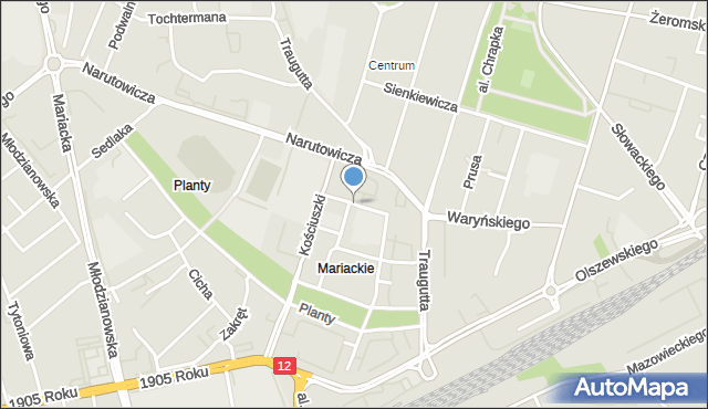 Radom, Jaracza Stefana, mapa Radomia