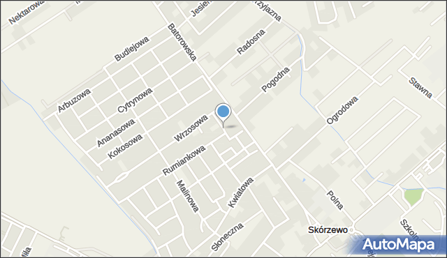 Skórzewo gmina Dopiewo, Jaśminowa, mapa Skórzewo gmina Dopiewo